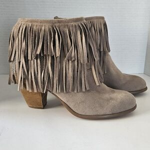 Not Rated Auriga Womens Fringed Faux Suede Ankle Boots Size 8